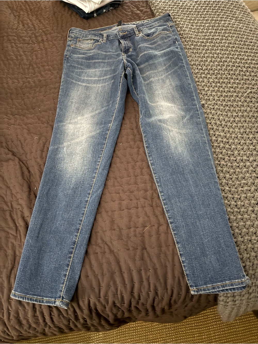 Womens Blue Straight-Leg Jeans